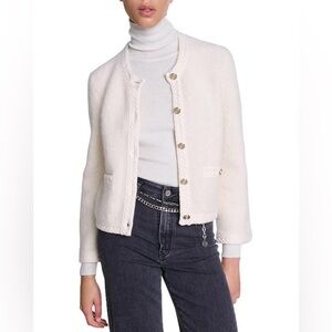 Maje White Button Up Cardigan Knit Jacket
